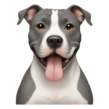 A gray American Staffordshire Terrier with a white stripe on his nose hugs me sticker