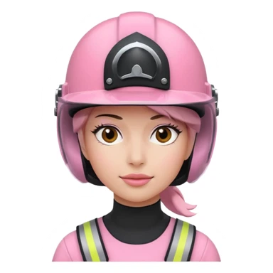 pink power ranger, woman emoji, with helmet on, black visor sticker