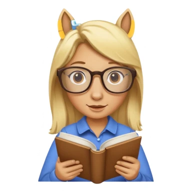 blondie horse read book with glasses sticker