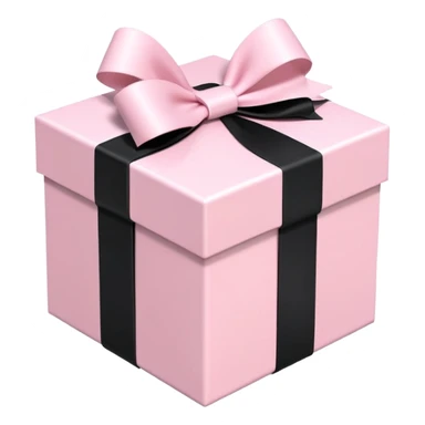 Light pink gift box with black ribbon bow, 3D isometric sticker