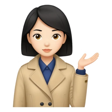 asian young woman black-haired in beige coat sticker