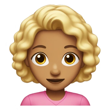 A blonde girl, with brown skin with brown eyes crossing her arms in pink clothes sticker