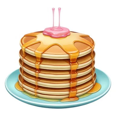 Pancakes with pastel colorful syrup sticker