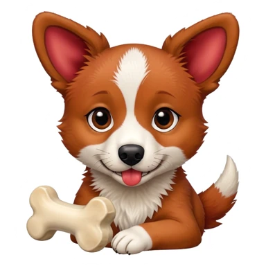 Red heeler puppy with bone in mouth sticker