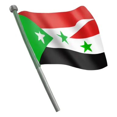Free Syria flag iOS style. Green on top. White with 3 red stars on middle and black on the bottom sticker