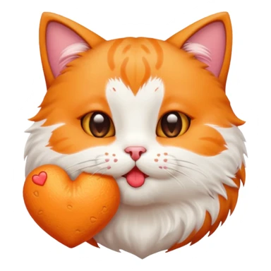 A cute circular cat blowing a smooch kiss with heart and little bite on the lower lip sticker