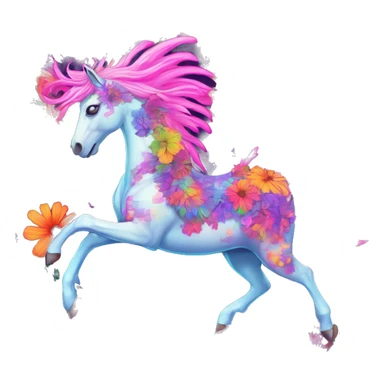 Trippy patchwork Zombie Pegasus unicorn psychedelic flowers floral groovy art neon rave raving sticker