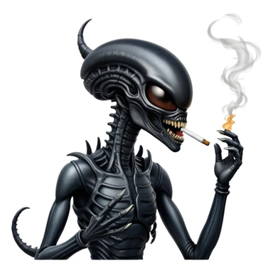 xenomorph smoking cigarette sticker