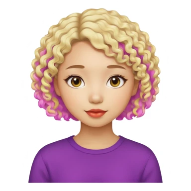 modern Asian girl doing graphic design, short curly light blonde hair, loves colors, creative vibe sticker