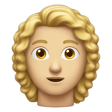 cara de una estatua esculpida con un rostro serio con el cabello medio largo hacia atras con rasgos de una persona cercana a los 50 años pidiendo silencio sticker