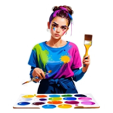 Painter girl sticker