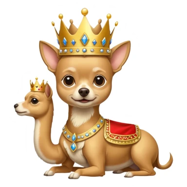 Perro chihuahua color camel con ropa de Rey. sticker