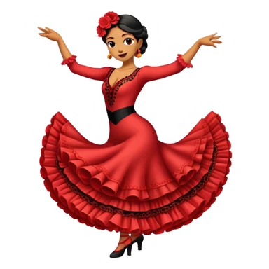 Cinematic Realistic Flamenco Pop Culture Emoji, featuring an expressive portrayal of traditional Spanish dance rendered with dynamic textures and passionate, vibrant lighting. sticker