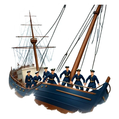 Icon for Historical Movies: Age of Great Geographical Discoveries. A vintage movie poster-style design with sailors battling a fierce storm at sea. Include crashing waves, lightning, a damaged ship, and heroic sailors gripping ropes. Intense, dramatic atmosphere. Transparent background. sticker