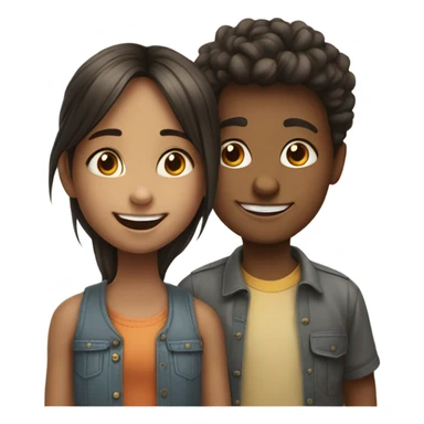 smiling girl and boy portrait sticker
