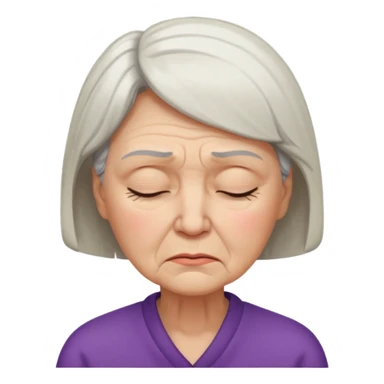 senior woman frowning, eyes closed, showing discomfort sticker