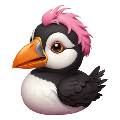pink puffin angry blow steam nose beak sticker