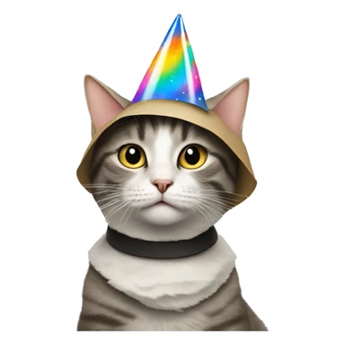 cat wearing a birthday hat at a star wars birthday party sticker
