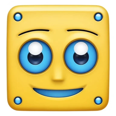 geometery dash square yellow body blue face square mouth and eyes sticker