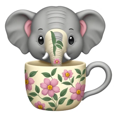 elephant with tea cup sticker