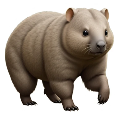 cinematic-stout wombat-realistic-fluffy full-body-waddling-emoji,-stout-muscular-frame-covered-in-coarse-brown-fur,-short-powerful-legs-trotting-determinedly-through-bushland,-round-dark-eyes-filled-with-calm-confidence,-tiny-rounded-ears-twitching-slightly,-strong-digging-claws-visible-on-sturdy-paws,-simplified-yet-realistic-focused-features,-highly-detailed,-glowing-with-a-subtle-earthy-glow sticker