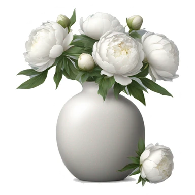 Realistic-light-grey-modern-vase-with-white-peonies sticker