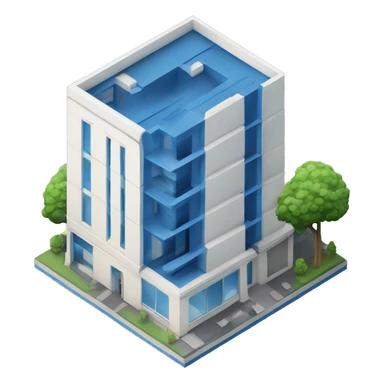 small modern building 3d isometric blue and white, chase logo modern building, blue and white building with chase logo, chase bank logo, chase logo sticker