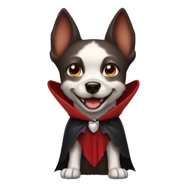 dog vampire with cape that shows canine teeth sticker
