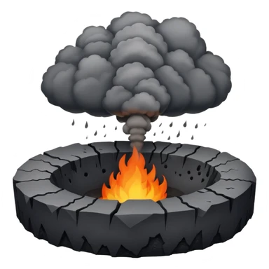 A smoking crater releasing dark ash clouds. sticker