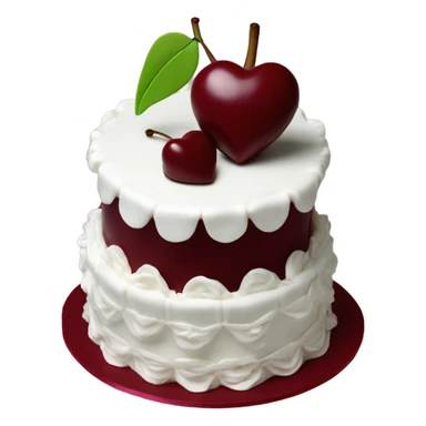 Cherry vintage trendy burgundy ruffled frosting and white heart shaped cake 1 layer  sticker