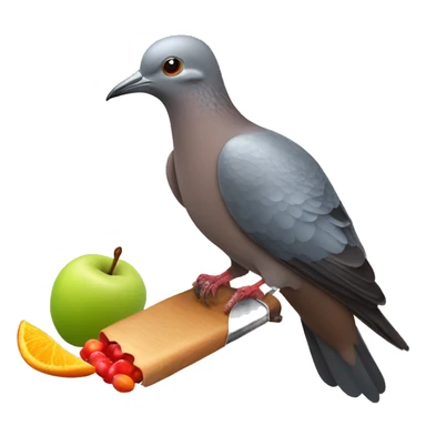 Passenger pigeon eating fruit chews while holding a knife  sticker