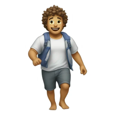 Gordo caminando hacia la playa  sticker