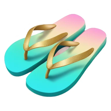 Realistic teal pink and gold ombre flip flop. sticker
