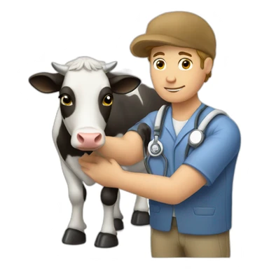 Vet-man-petting-cow sticker