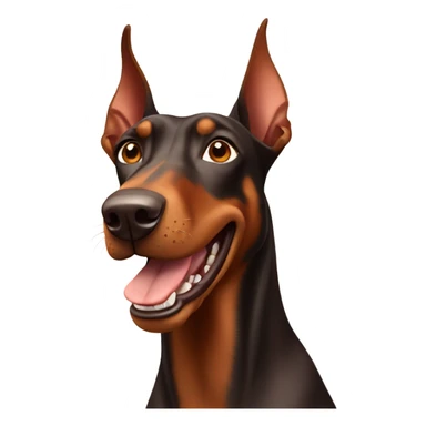 Red and brown Doberman without cropped ears face facing front happy expression  sticker
