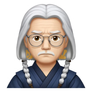 samurai, slim, long white hair , glasses sticker
