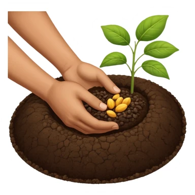 eine hand soll in die erde samen tun, ohne das nab abdere pflanzen sieht sticker