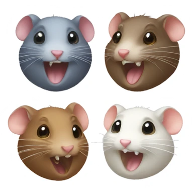three differently colored rats talking sticker