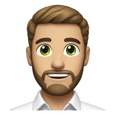 handsome optimist oval head brunette man and beard green eyes wearing white button down shirt  sticker