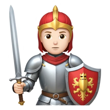 a knight in a fighting stance, wearing bright silver armor and holding a sword sticker
