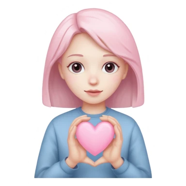 light pink heart in pale hands sticker