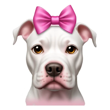 White pitbull with pink bow on her head  sticker