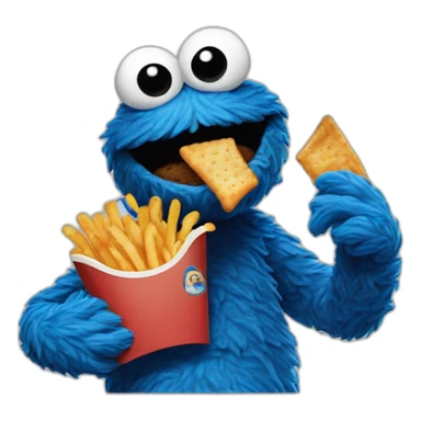 Cookie Monster eating french fries sticker