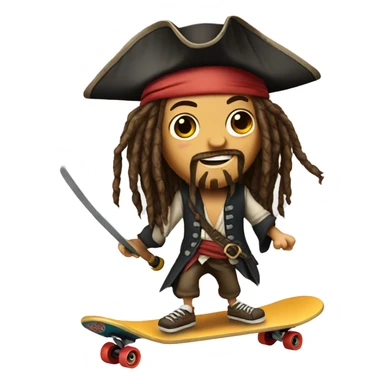 Jack Sparrow on Skateboard  sticker