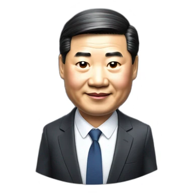 Xi Jinping in a suit holds a solar panel sticker