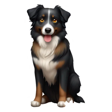 Small black australian shepherd dog in autumn leaves sticker