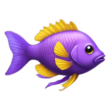 Purple fish yellow fins  sticker