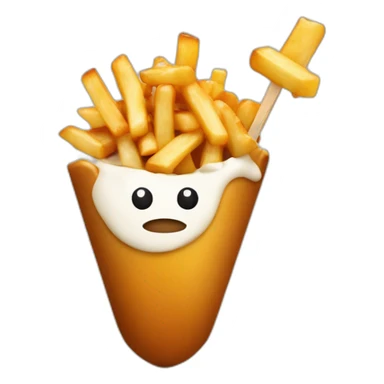 poutine avec une sucette dans les mains sticker