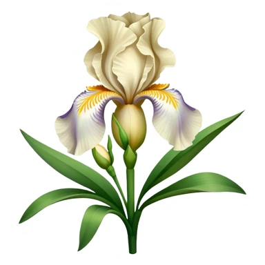 big bouquet Cream Iris, luxuriant, leaf, bud sticker