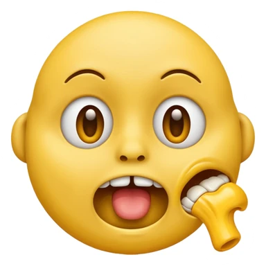 gasping face emoji with yellow bone in its mouth sticker